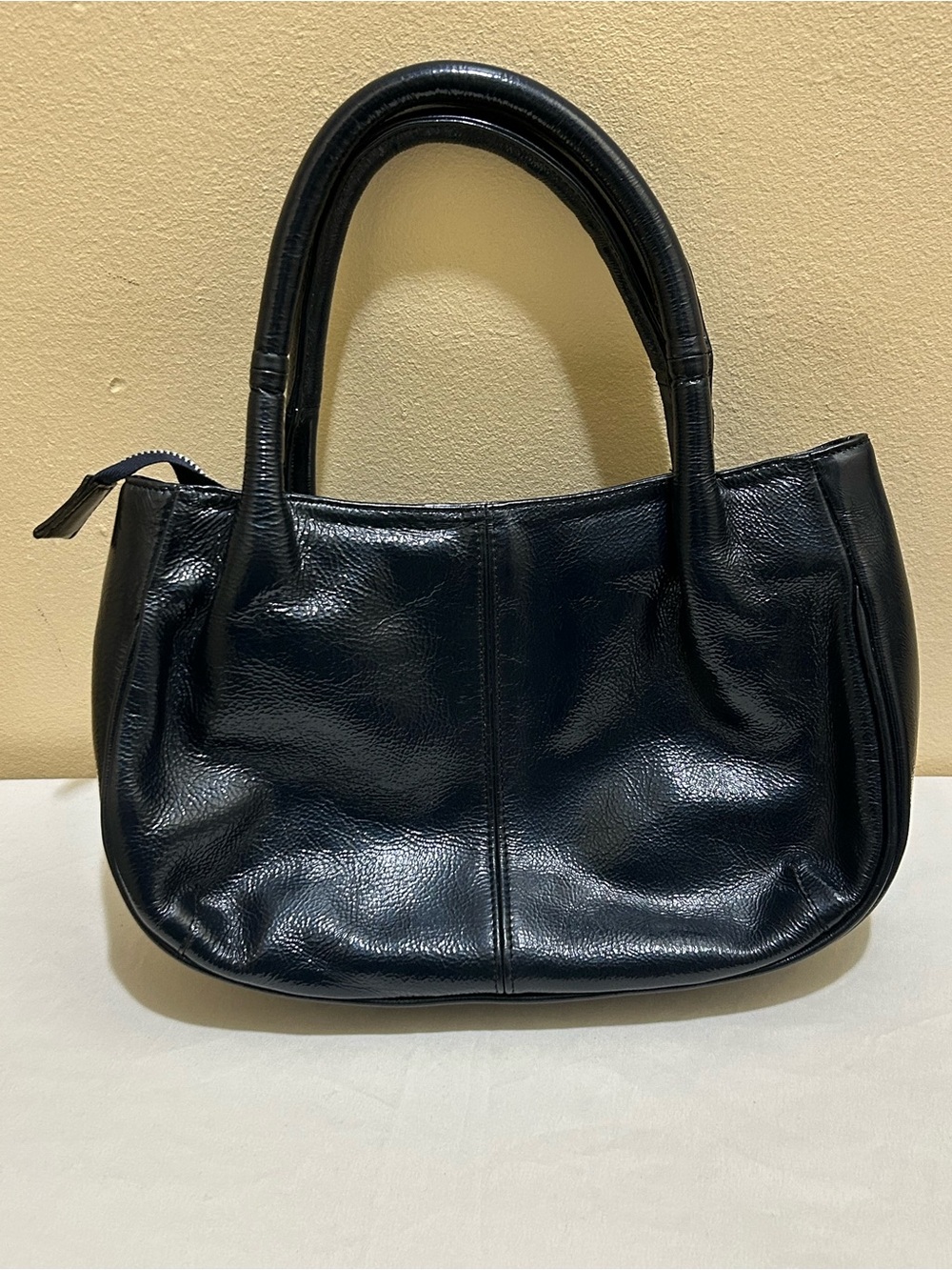 Classic navy blue Leather Tote Bag - Timeless Women’s Handbag